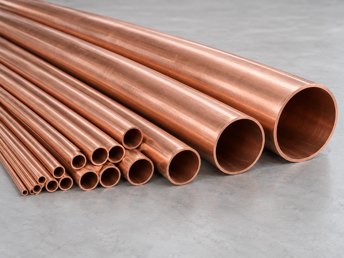 Straight hard-drawn seamless copper tubes in a range of outside diameters