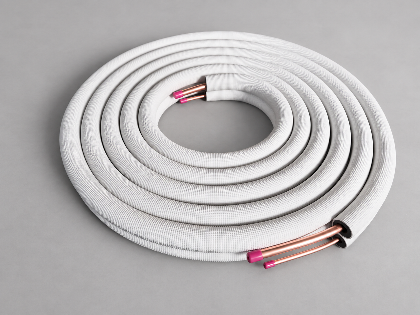 Fully insulated copper line set with dehydrated and capped ends