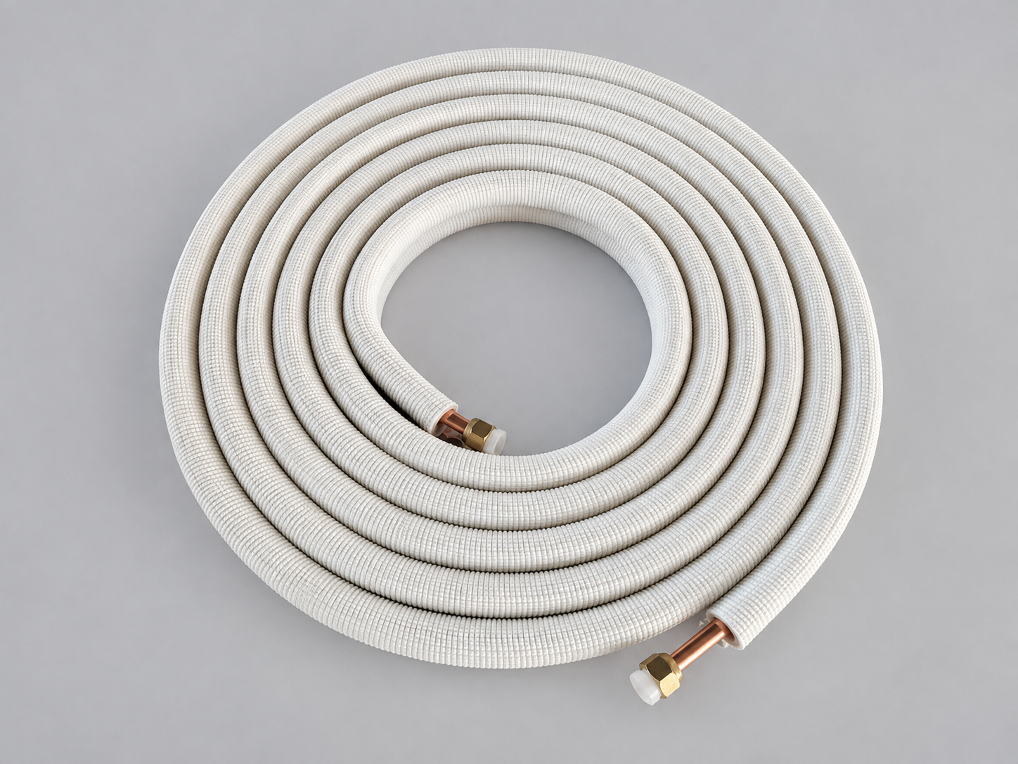 Fully insulated copper line set with flare nuts fitted